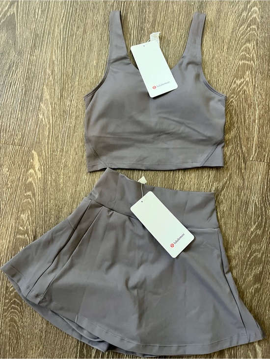lululemon athletica Dresses & Skirts - Lululemon Matching Tennis Skort & Sports Bra Set Taupe Align Rival Style